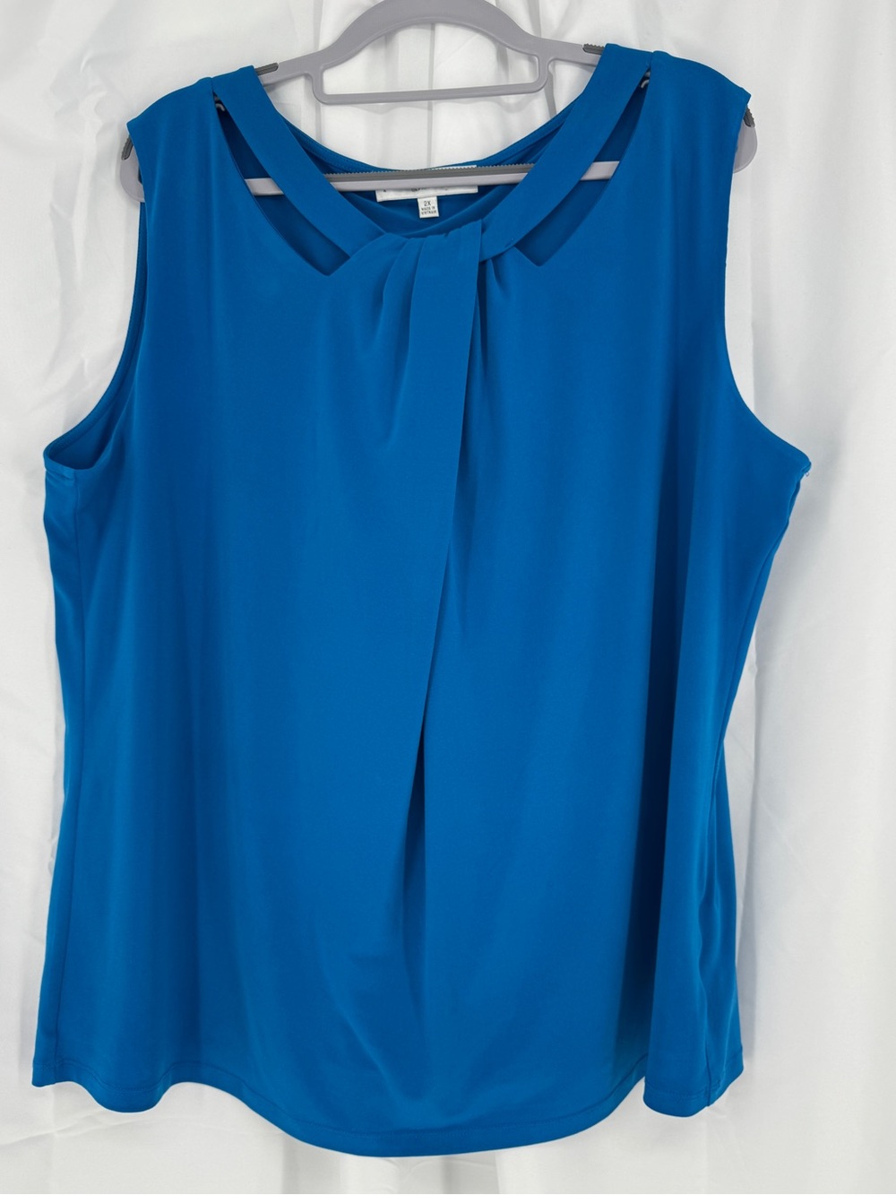 Jones Studio Sleeveless Tie-Neck Shell in Bright Blue 0021